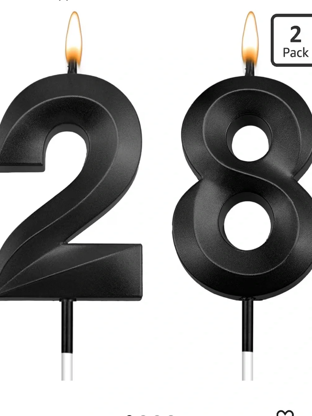 Black Number 28 Candles & Happy Birthday Cake Toppers